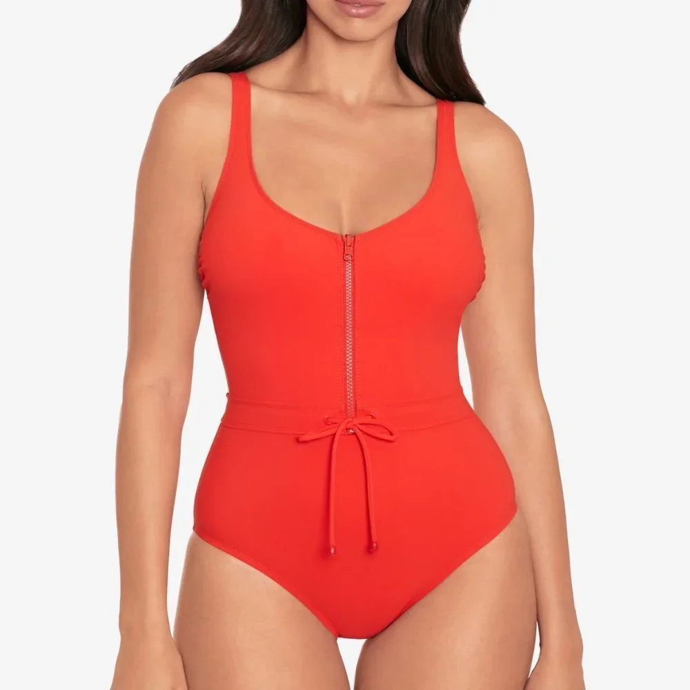 Skinny Dippers by Miraclesuit Jippa Zip Lock One-Piece Swimsuit Size Small - Picture 1 of 11